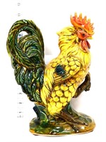 10in colorful pottery rooster figure, see photos