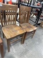 PAIR OF WOOD CHAIRS, MAY NEED GLUED