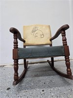 Vintage rocking chair bunny print
