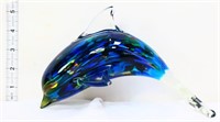 4in blue/clear art glass dolphin