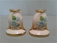 2-Hull Art USA Gloss Pottery Candle Holders