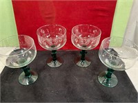 *4 CACTUS MARGARITA GLASSES