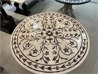 Round Pietre Dure Table with Wooden Base