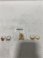 A INITIAL BRACELET AND NECKLACE, 4 RINGS, 3 ARE