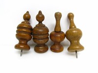 2 PAIRS WOODEN FURNITURE FINIALS