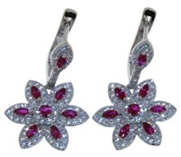 Quality Ruby & White Sapphire Dangle Earrings