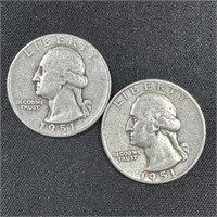 1951-S & 1951-D Washington Silver Quarters