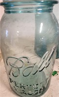 5 Antique Ball Jars Green & Clear 1 bottle