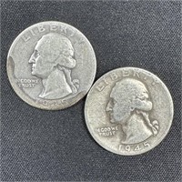 1945-D & 1945 Washington Silver Quarters