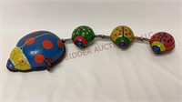 Vintage Tin Metal Ladybug Family Wind-Up Toy