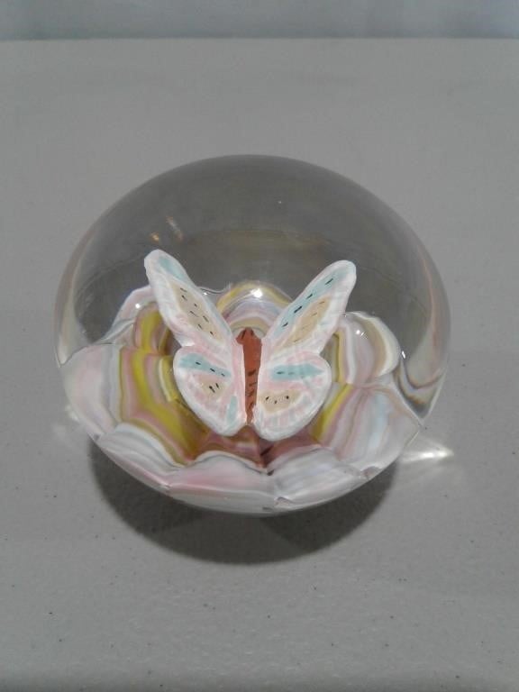Joe St. Clair Butterfly Sulfide Paperweight