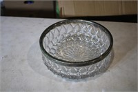 Tear drop patton crystal bowl with silverplate tri