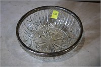 Crystal bowl with silver plate trim