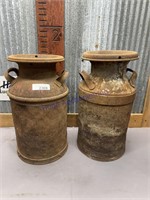 PAIR OF 5 GALLON MILK CANS W/ LIDS, RUSTED