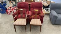 2 red Recliners & 2 Dining Chairs