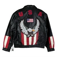 Biker's Black Leather American Eagle Jacket New