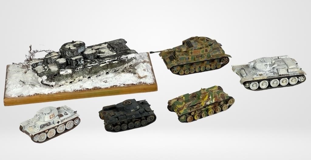 Group of WWII Tank Plastic Models