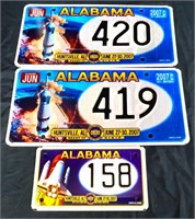 Lot of 3 Huntsville Space Center AL license plates