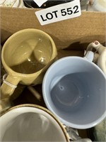 COFFEE CUPS AND TEA, POT, CREAM AND SUGAR ITEMS
