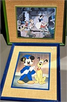 PAIR OF DISNEY FILM PICTURE CLIPS FRAMED MICKEY