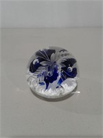 3" Joe Rice Etched Blue Paperweight