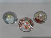 (3) 3" ROY-AL 70's Glass Paperweights