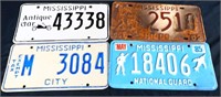 Lot of 4 vintage Mississippi license plates
