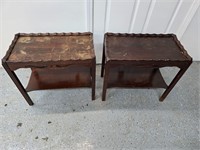 Two vintage wooden side tables