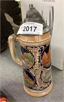 German cities pewter lidded beer stein tankard mug