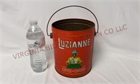 1930s Luzianne Coffee & Chicory Tin Bucket 3lb Can