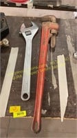36" Pipe Wrench & 24" Crescent Wrench