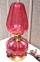 BEAUTIFUL FENTON CRANBERRY ART GLASS LAMP 18" T