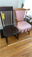 WOOD ROCKING CHAIR & PADDED CHAIR