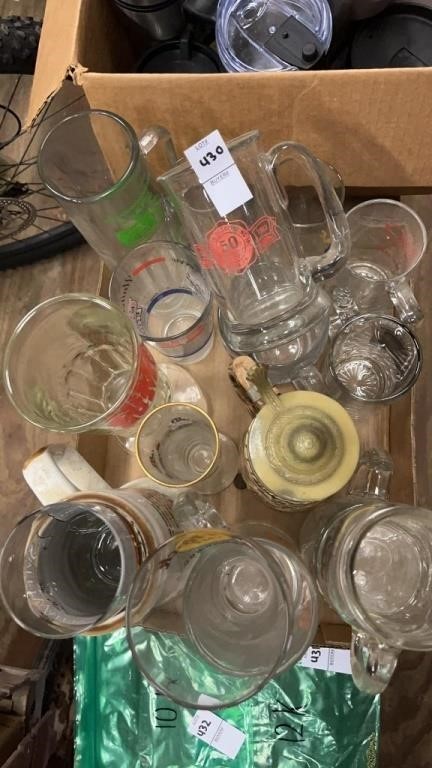 Lot of bar glasses and steins