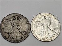 1916 Walking Liberty Half Dollar Silver Coins (2)