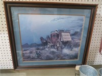 ARTIST SIGNED STAGE COACH SCENE