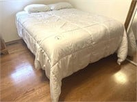 Queen Size Bed with Comforter. Iron Frame.