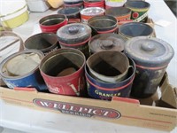 BOX OF TOBACCO CANS