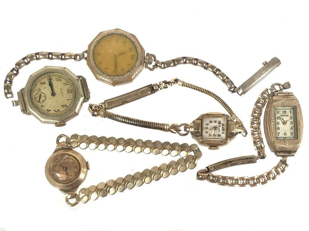 5 Vtg Ladie's Gold Filled Wristwatches