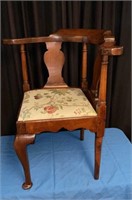 Early Mahogany Corner Chair, Scalamandre Fabric