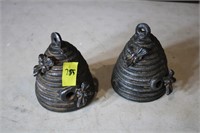 Cast iron bee hive bookends