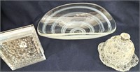 ART GLASS FRUIT BOWL COVERED DISH & DRESSER BOX