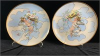 Pair of 13" Hand Painted Cherub Chargers
