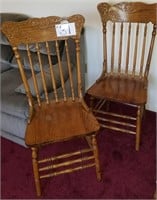 Pair Pressed Back Kitchen Chairs