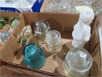 COLLECTION OF GLASS INSULATORS & MISC.