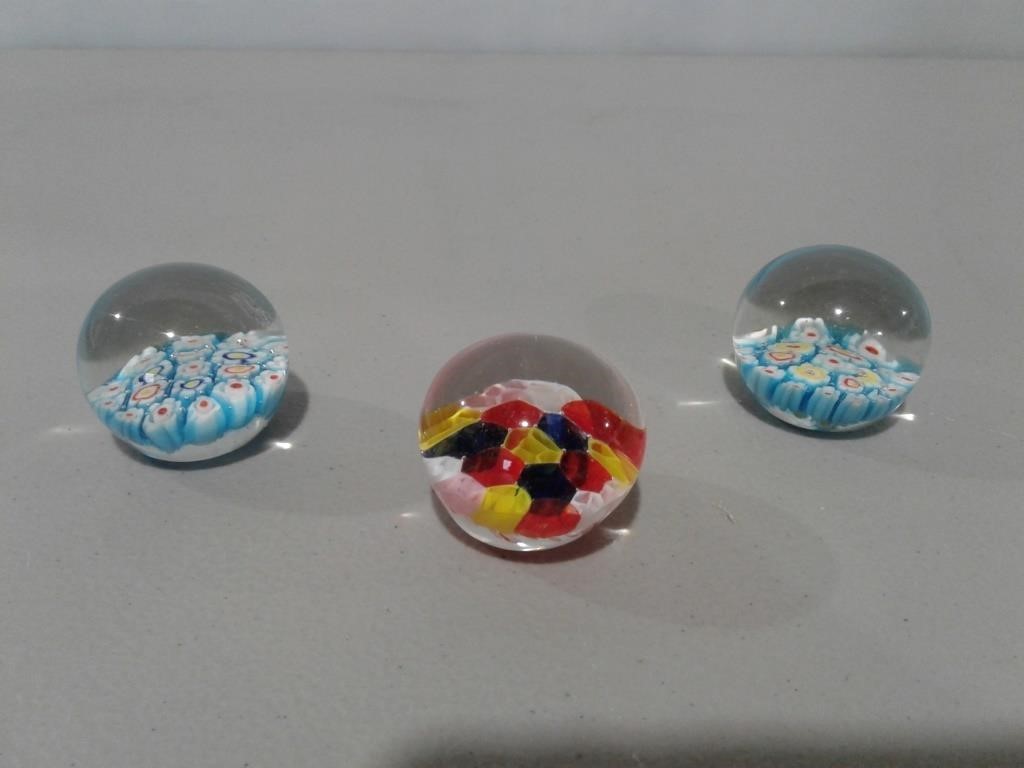 3-pc. 1-3/4" Glass Paperweights