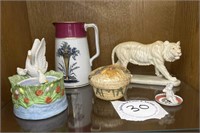 Wedgewood Vase, Tiger Figurine, Miniature Plate
