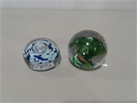 2-pcs. Un-Marked Glass Paperweights