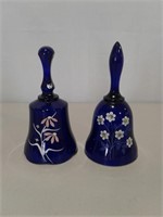 (2) 7" Blue Fenton Glass Bells