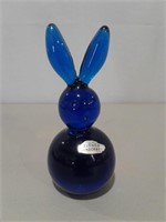 Vtg. 7" Blenko Blue Glass Bunny